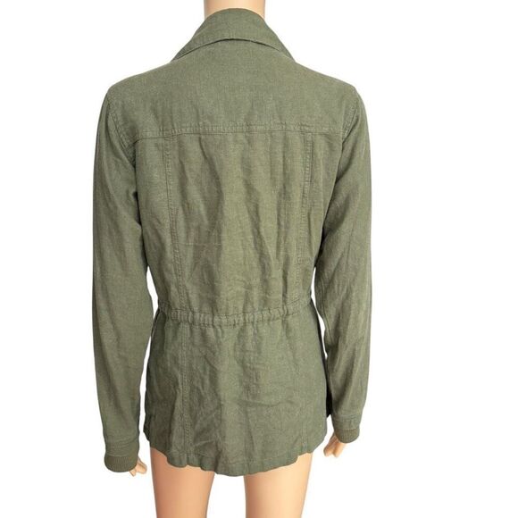 Love Tree linen blend military green utility jacket size M - Picture 3 of 8
